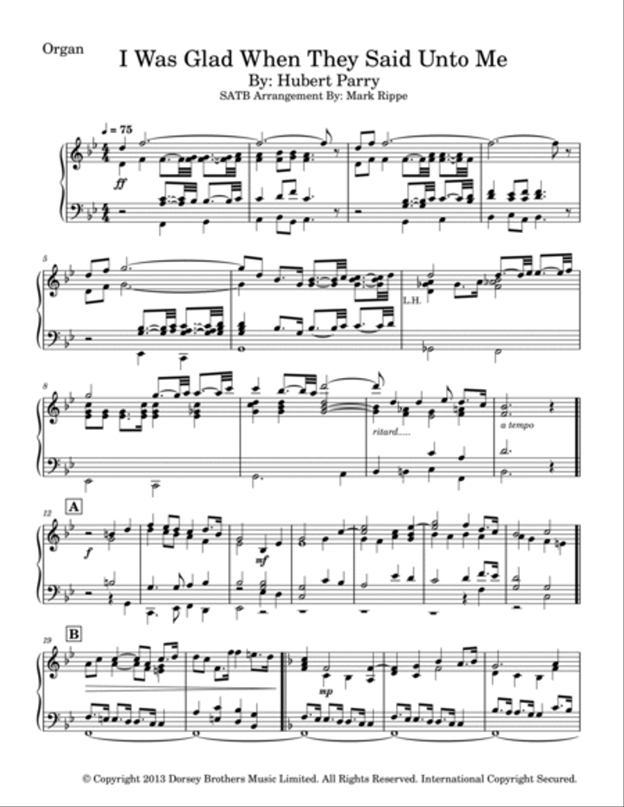 I Was Glad When They Said Unto Me Organ Solo scores gallery preview page 2