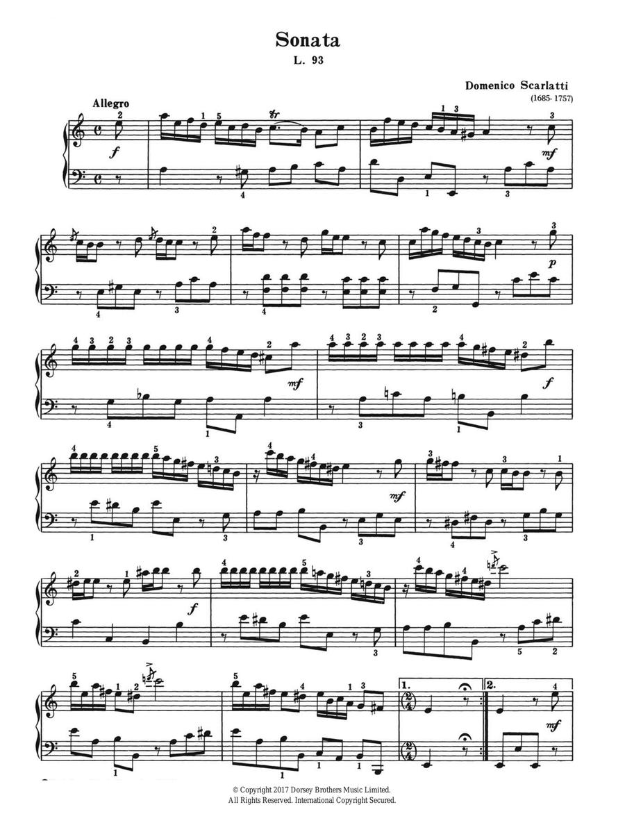 Sonata In A Minor L. 93 Piano Solo scores gallery preview page 1