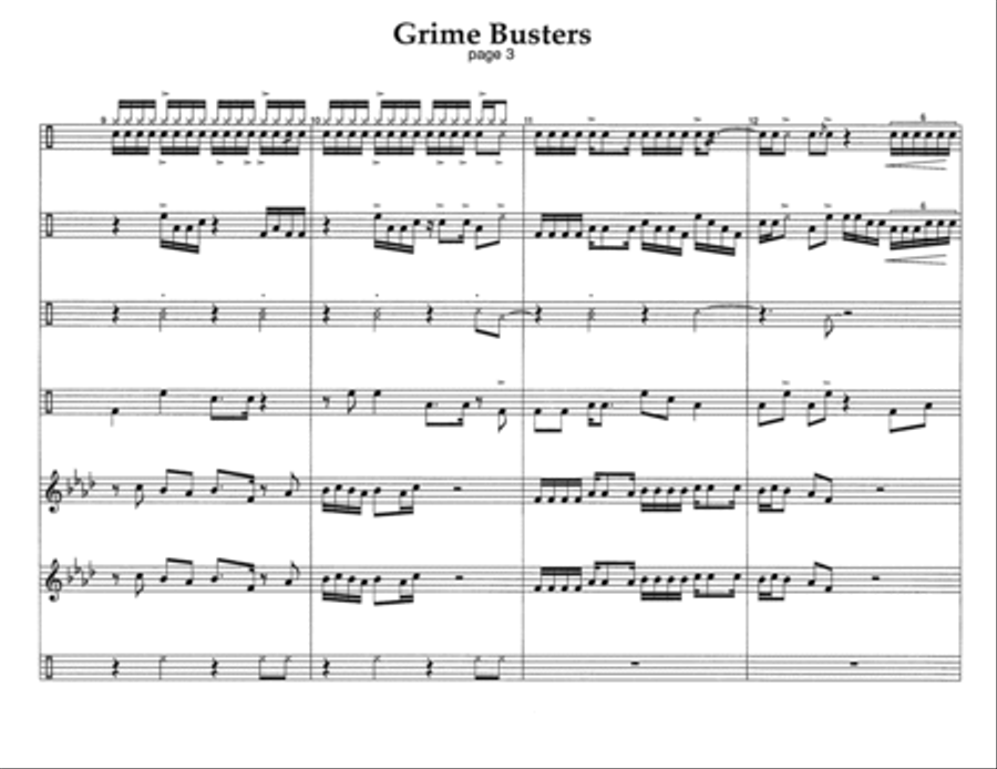 Grime Busters w/Tutor Tracks Percussion Ensemble scores gallery preview page 5