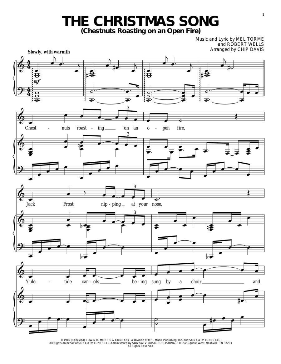 The Christmas Song (Chestnuts Roasting On An Open Fire) Piano, Vocal, Guitar scores gallery preview page 1