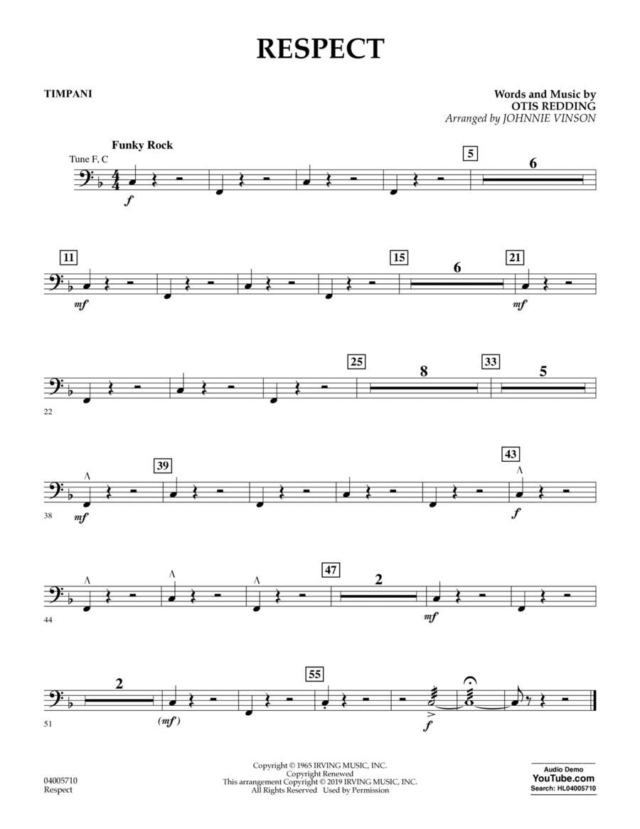 Respect (arr. Johnnie Vinson) - Timpani