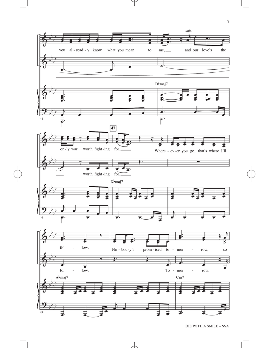 Die With A Smile (arr. Mark Brymer) SSA scores gallery preview page 6