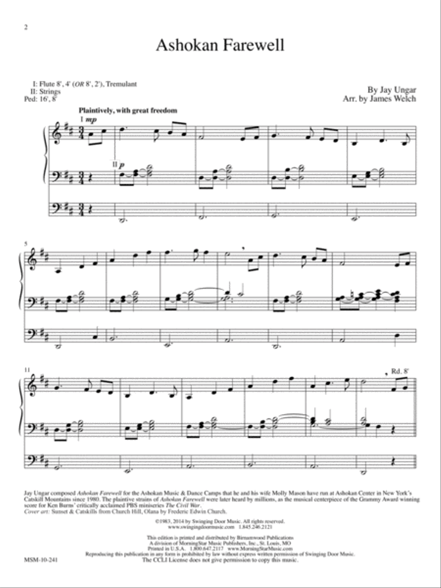 Ashokan Farewell Organ scores gallery preview page 3