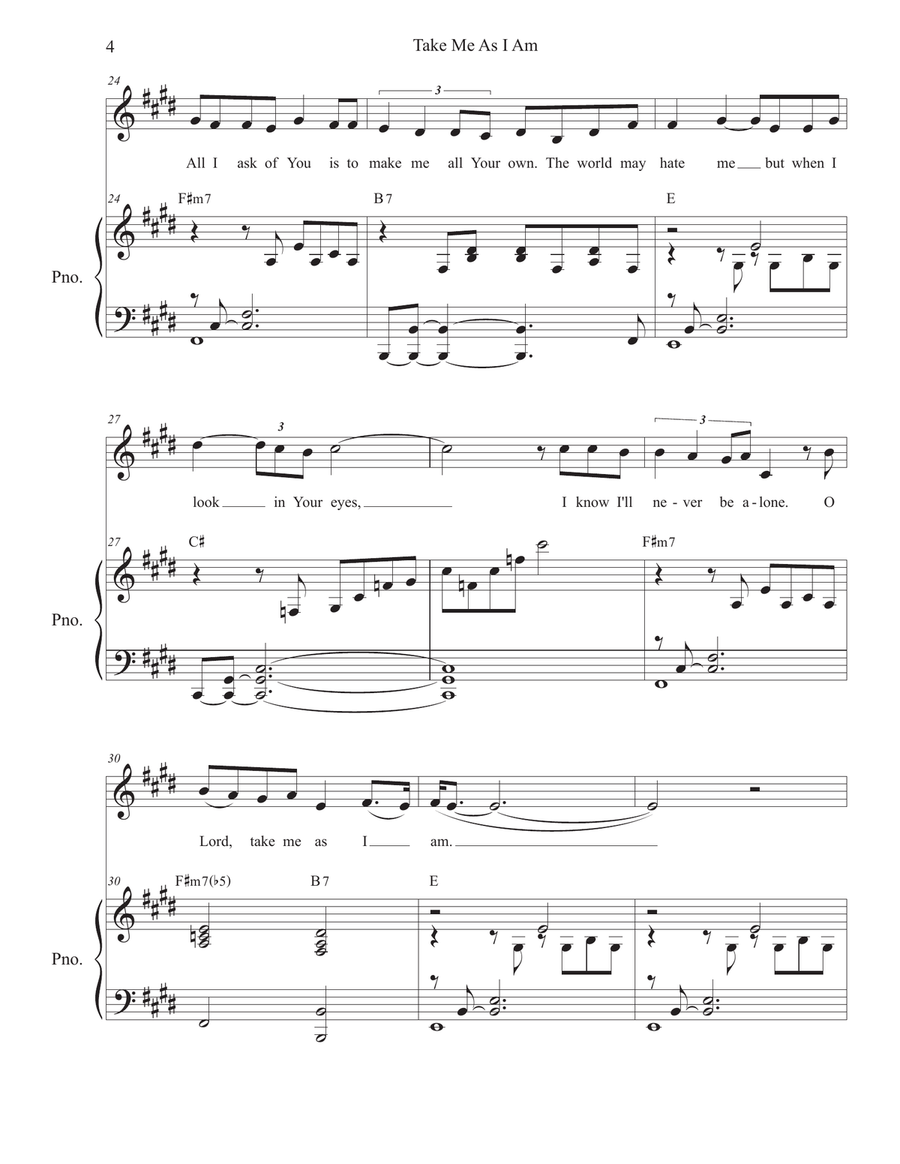 Take Me As I Am (Vocal solo - High Key) Piano, Vocal scores gallery preview page 4