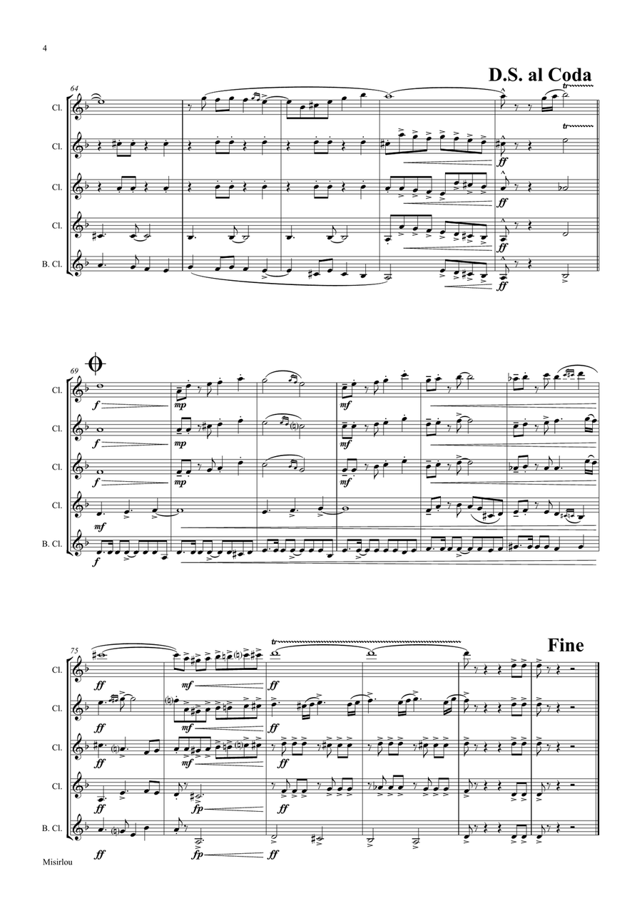 Misirlou - Pulp Fiction - Clarinet Quintet Clarinet Quintet scores gallery preview page 4