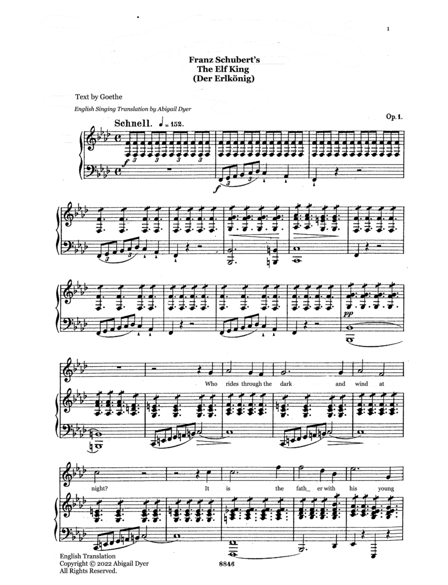 Der Erlkönig (The Elf King) English Version Voice scores gallery preview page 1
