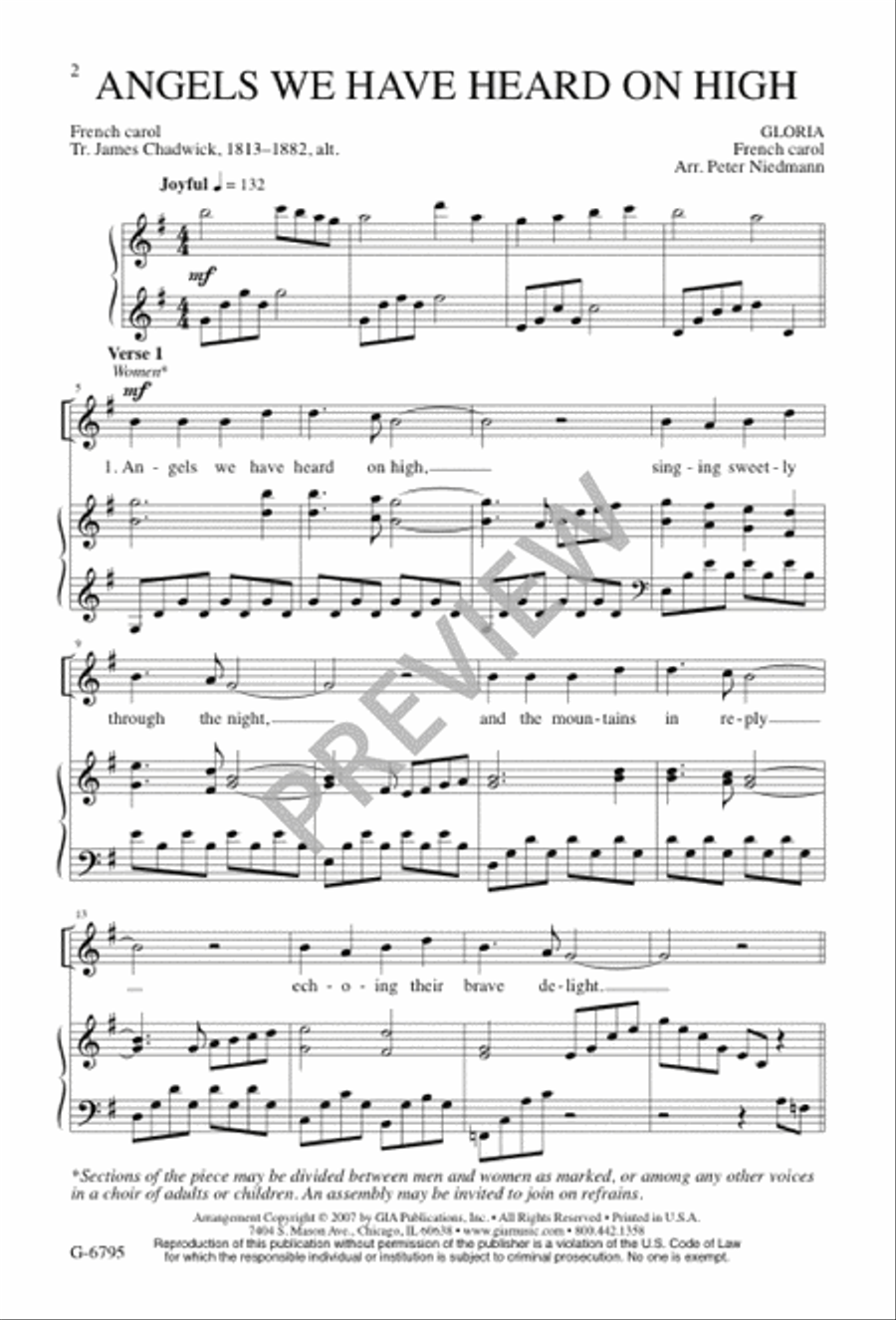 Angels We Have Heard On High Unison Choir scores gallery preview page 2