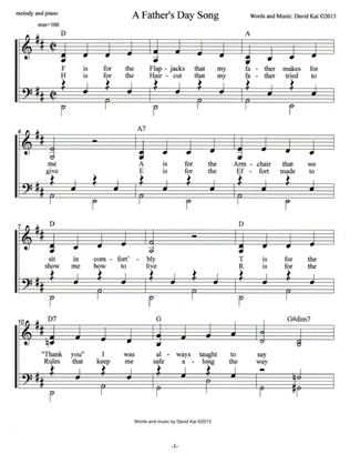 A Father's Day Song (accompaniment and lead sheet)