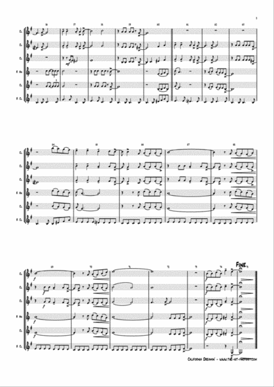 California Dreamin' Woodwind Ensemble scores gallery preview page 4