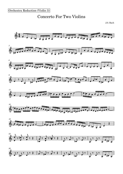 Bach Double Concerto - Orchestra Reduction (Violin 3)