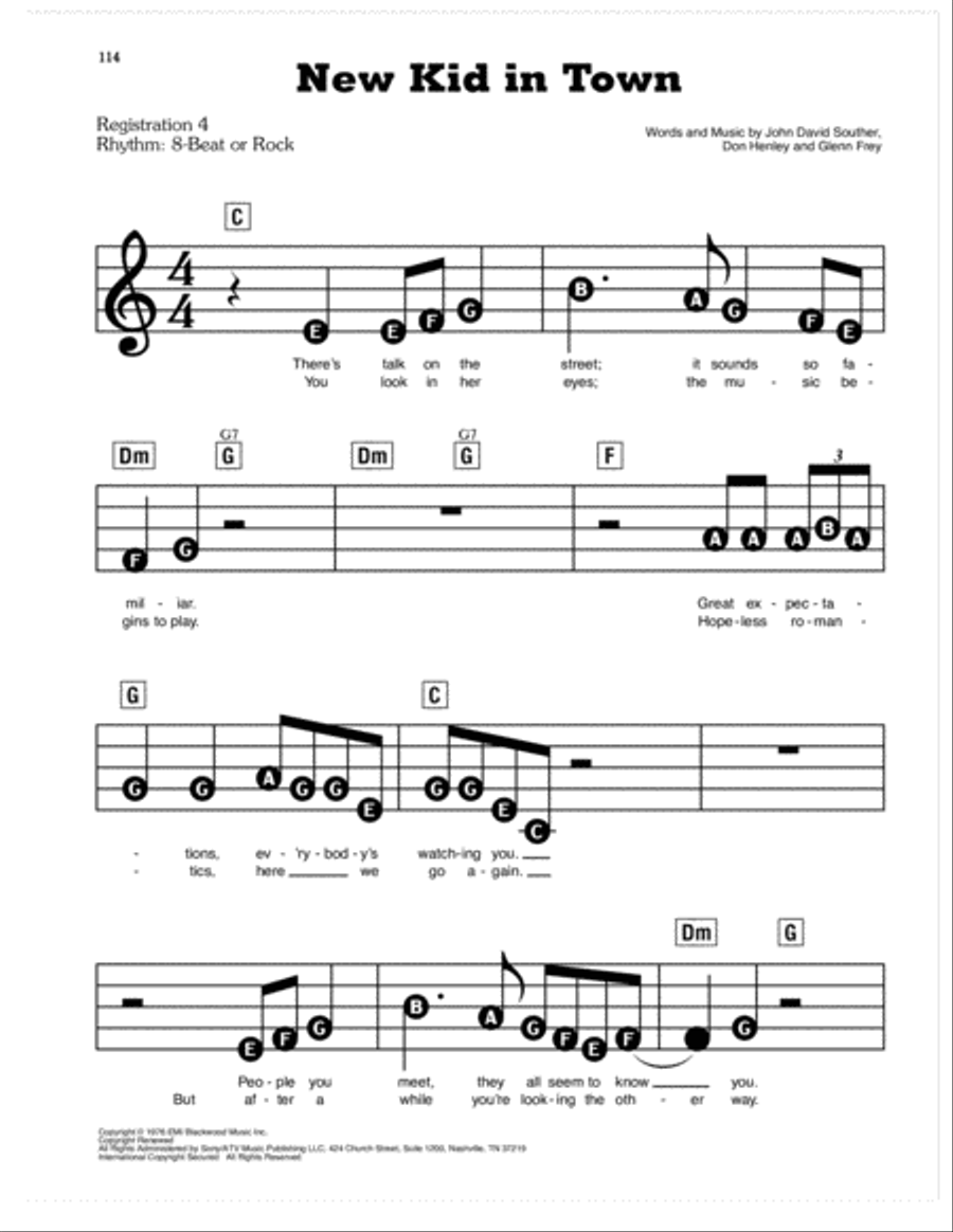 New Kid In Town Electronic Keyboard scores gallery preview page 1