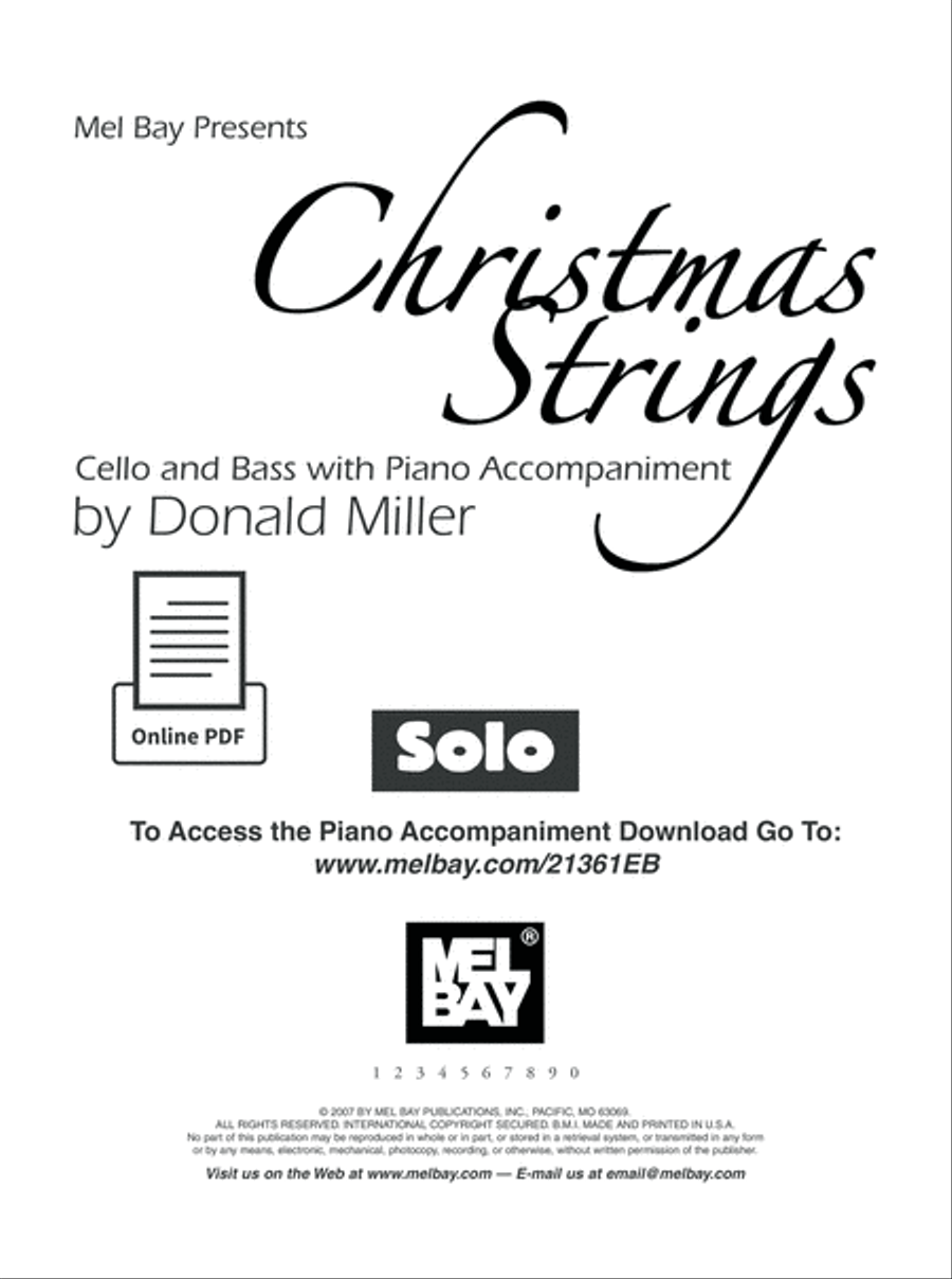 Christmas Strings: Cello & Bass With Piano Accompaniment Piano Accompaniment scores gallery preview page 2