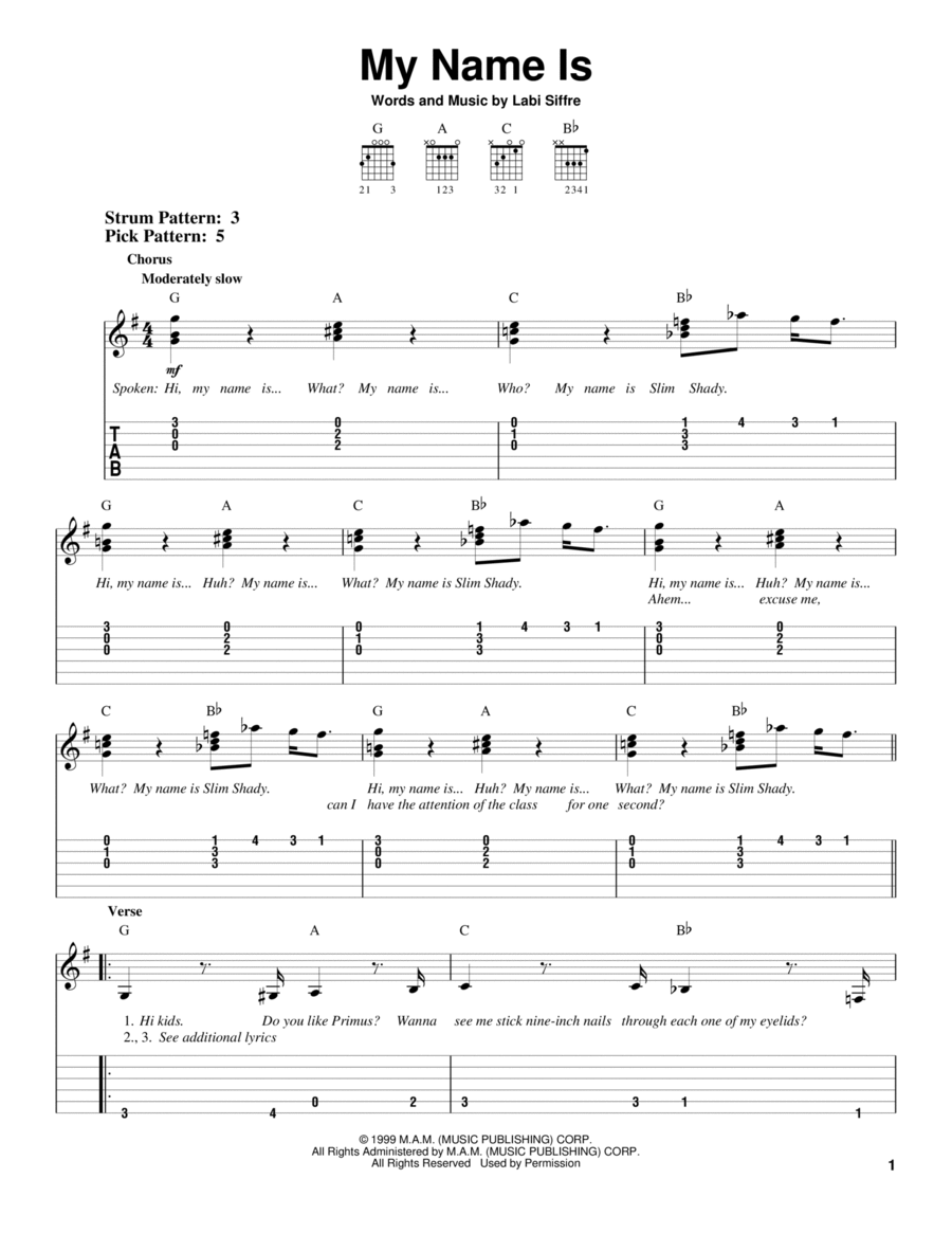 My Name Is Acoustic Guitar scores gallery preview page 1