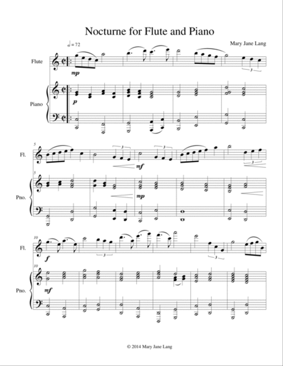 Nocturne for Flute and Piano Flute Solo scores gallery preview page 3
