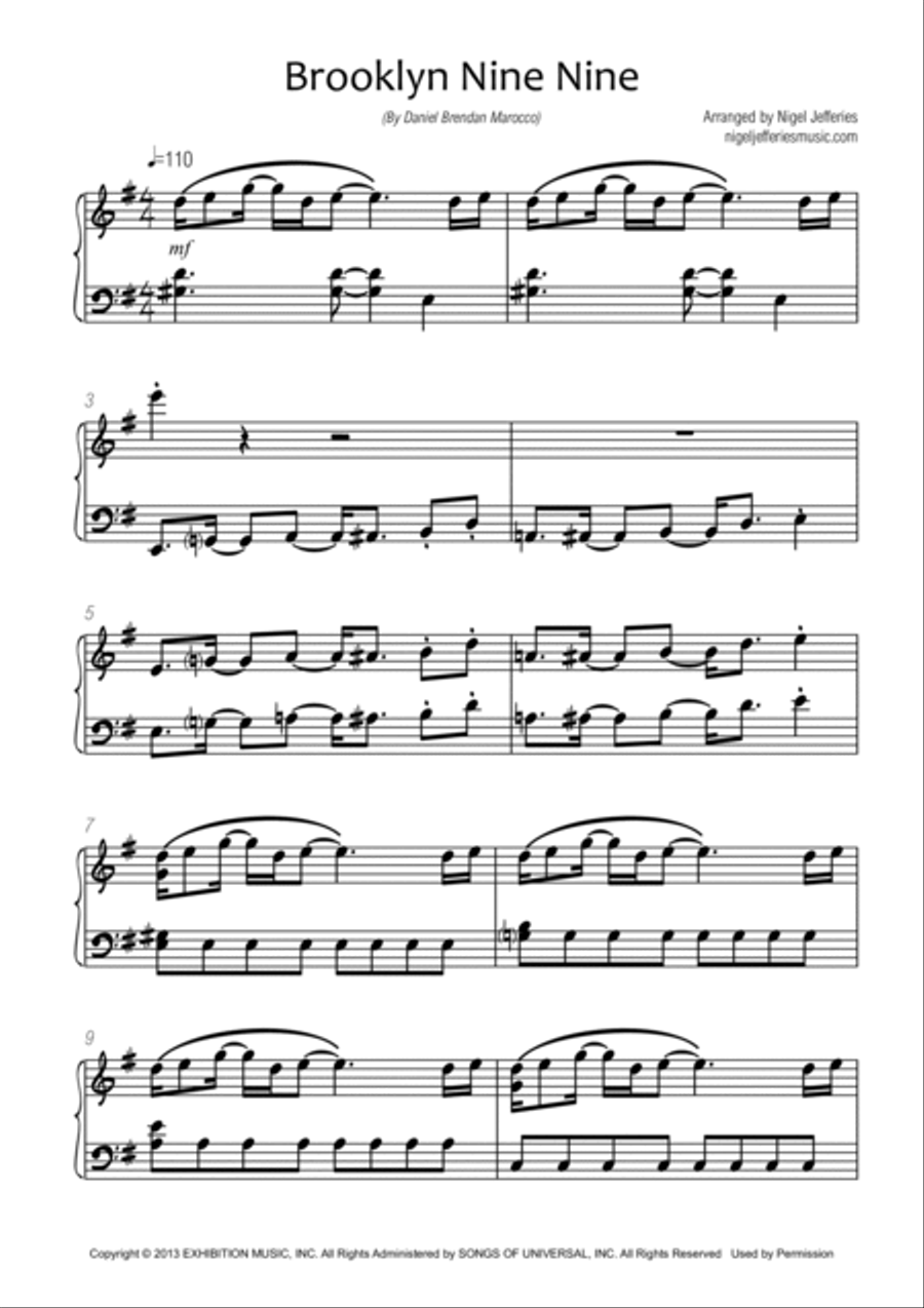 Brooklyn Nine-nine (theme) Easy Piano scores gallery preview page 2