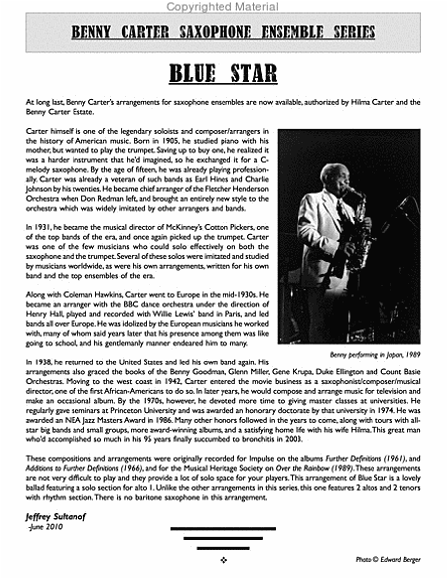 Blue Star Tenor Saxophone scores gallery preview page 3