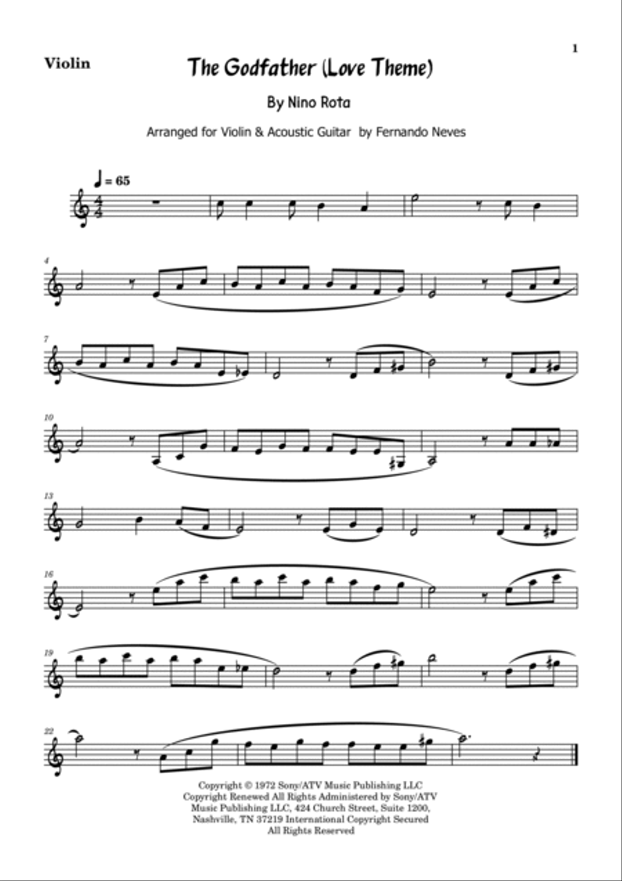The Godfather (love Theme) Violin Solo scores gallery preview page 3