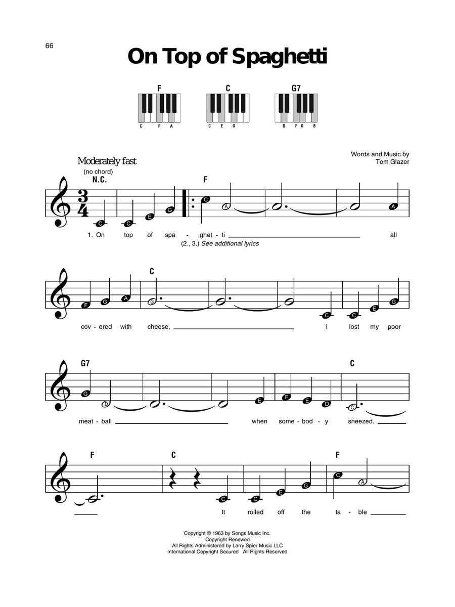 On Top Of Spaghetti On Top Of Spaghetti Easy Piano scores gallery preview page 1