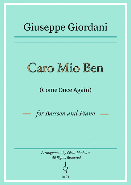 Caro Mio Ben (Come Once Again) - Bassoon and Piano (Individual Parts) image number null