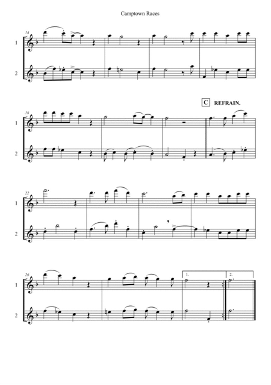 Camptown Races Camptown Races Flute Duet scores gallery preview page 2