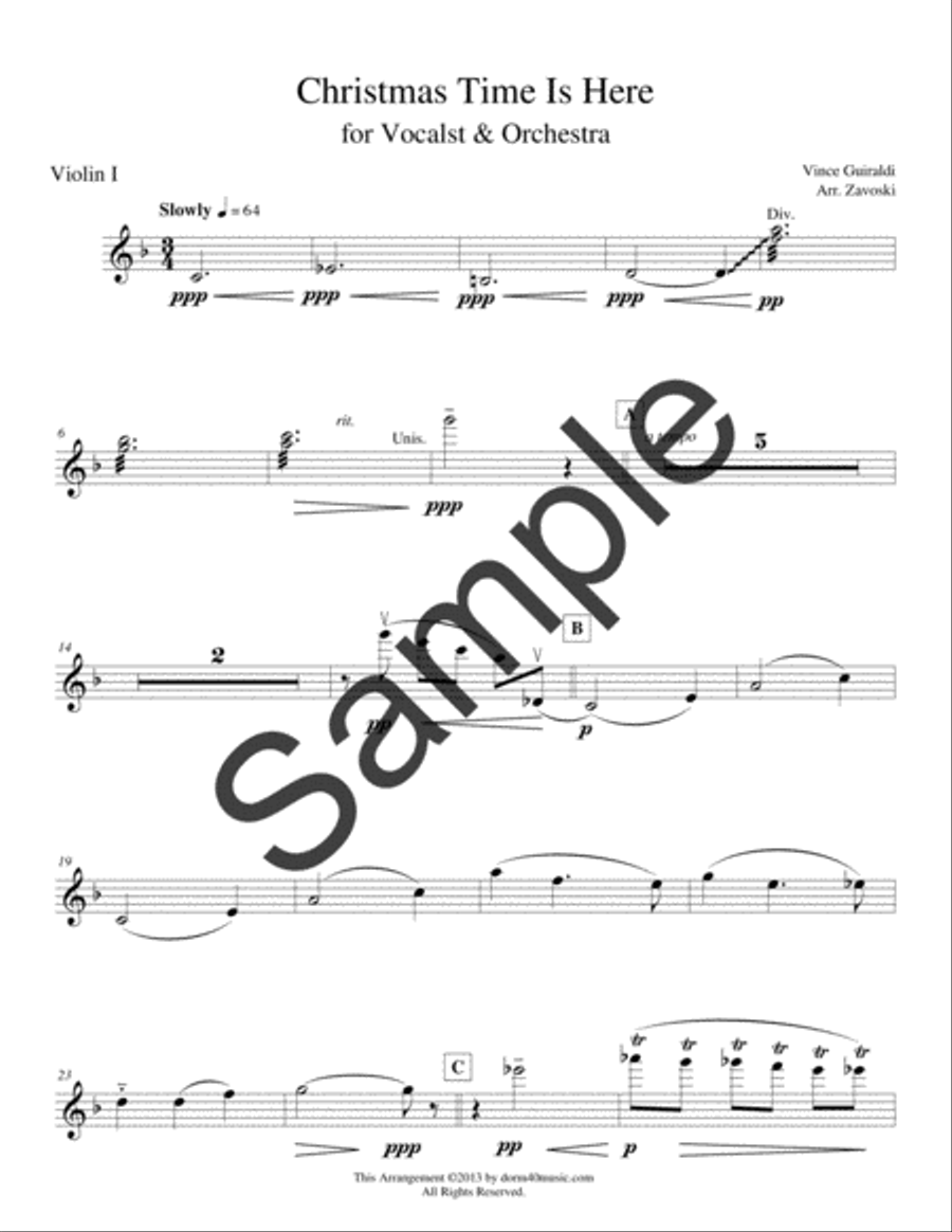 Christmas Time Is Here Chamber Orchestra scores gallery preview page 5