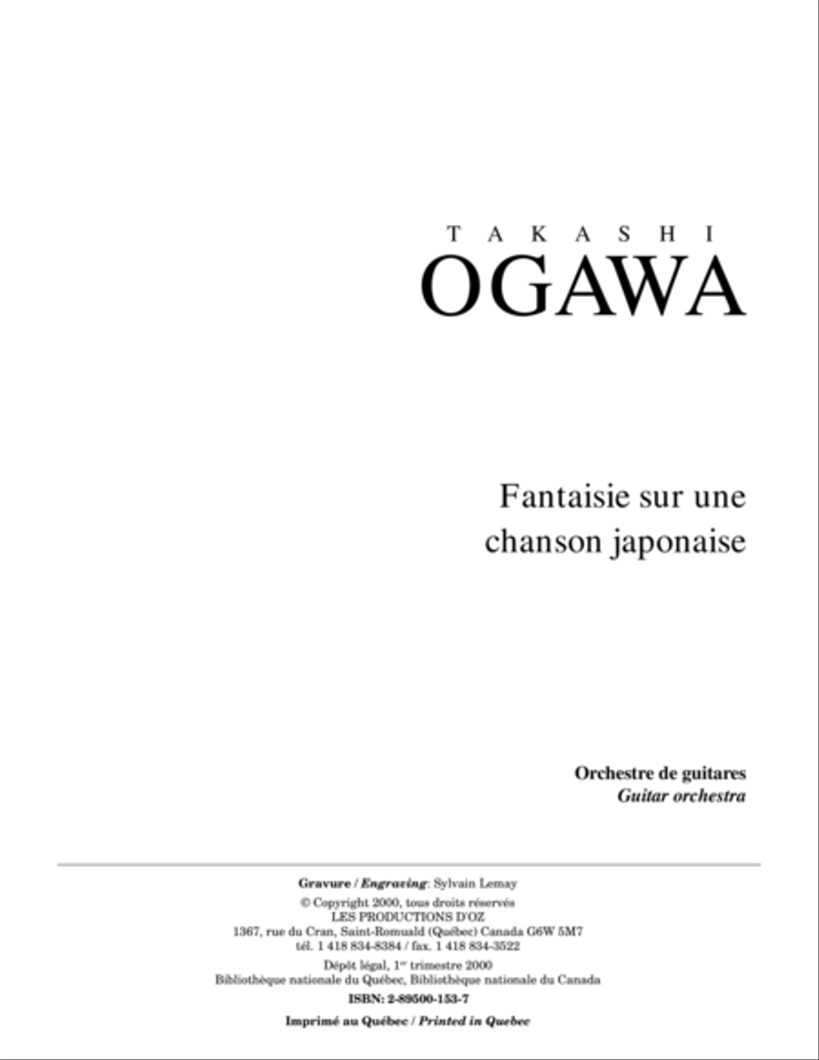 Fantaisie sur une chanson japonaise Guitar Ensemble scores gallery preview page 1