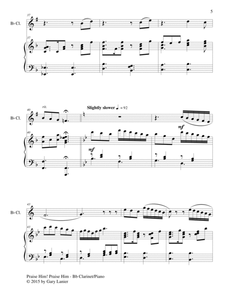 PRAISE HIM! PRAISE HIM! (Duet – Bb Clarinet and Piano/Score and Parts) image number null