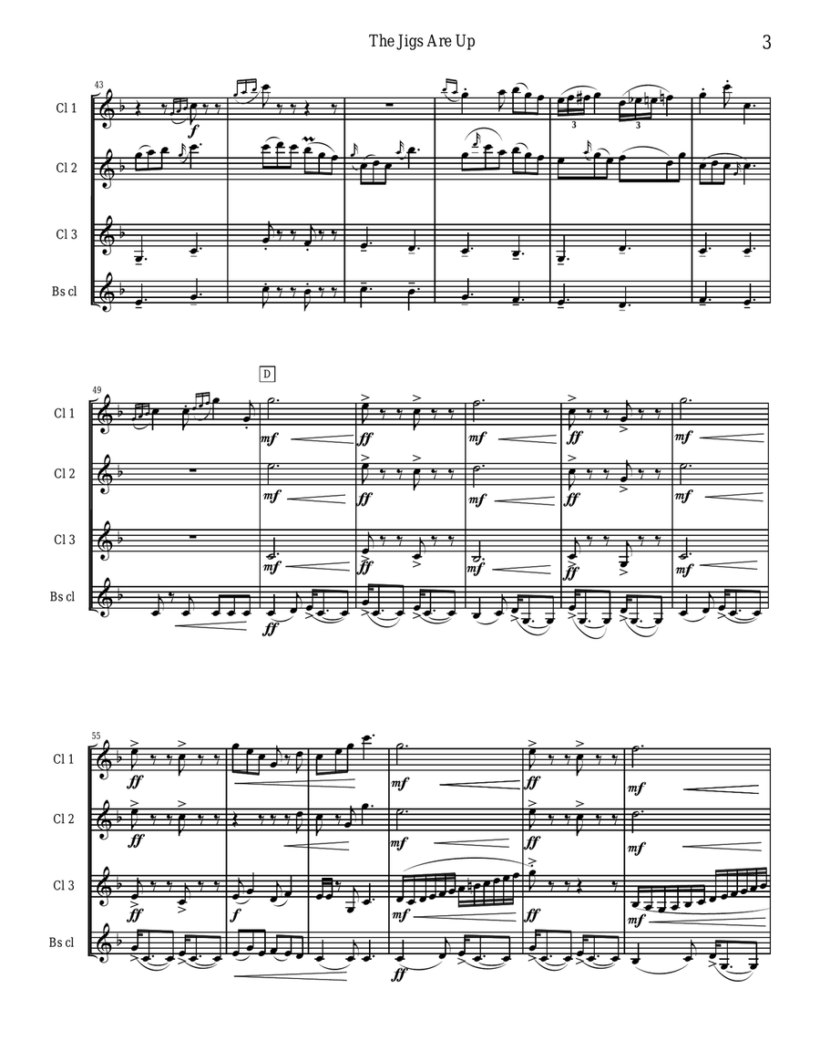 The Jigs are Up - Celtic Music for Clarinet Quartet Clarinet Quartet scores gallery preview page 3