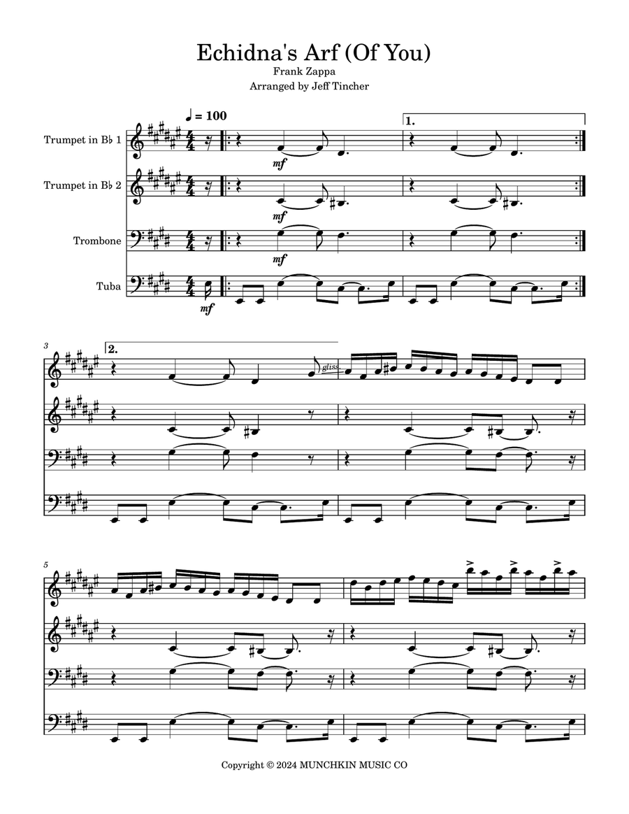 Echidna S Arf Of You Brass Quartet scores gallery preview page 2