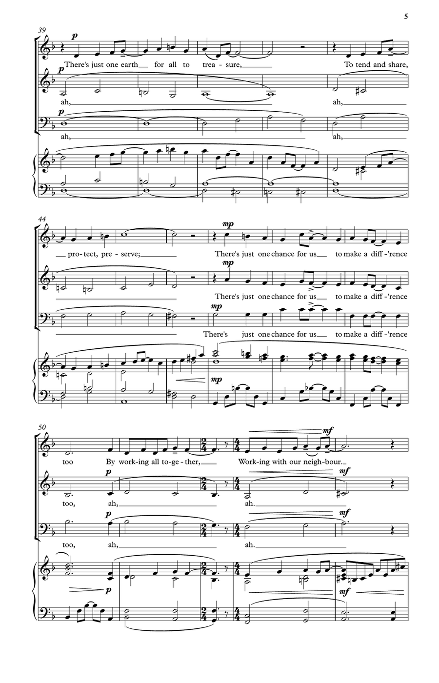 One Voice for All (mixed voice version) 3-Part scores gallery preview page 5