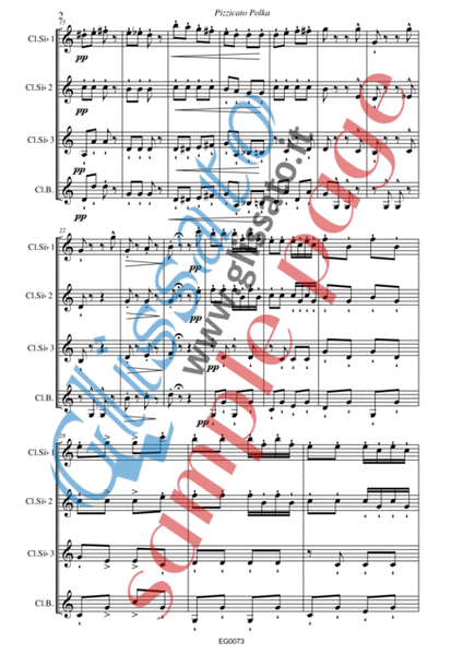 Pizzicato polka - Clarinet Quartet (score & parts) image number null