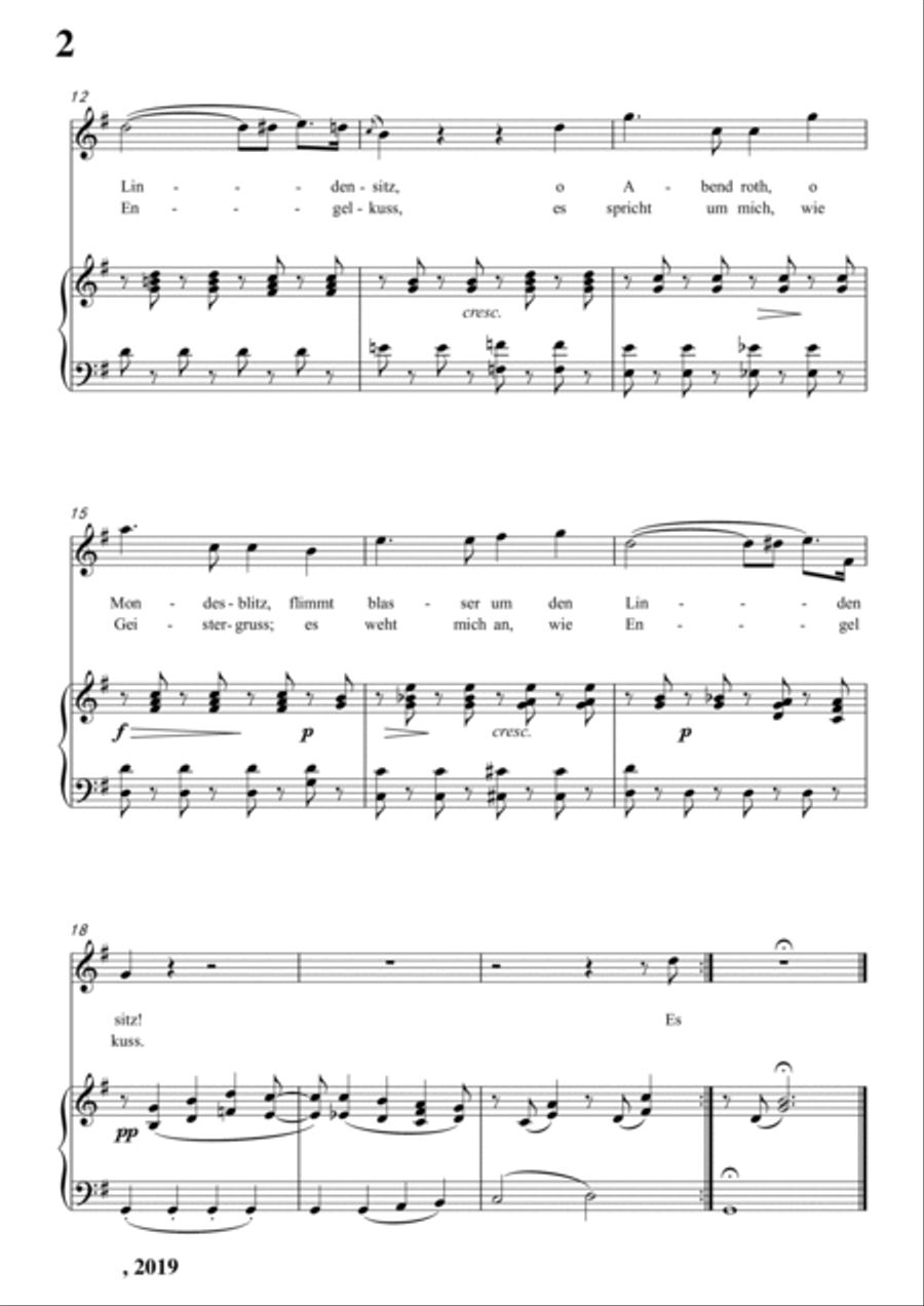 Schubert-Abends unter der Linde,D.237 in G for Vocal and Piano Voice scores gallery preview page 3