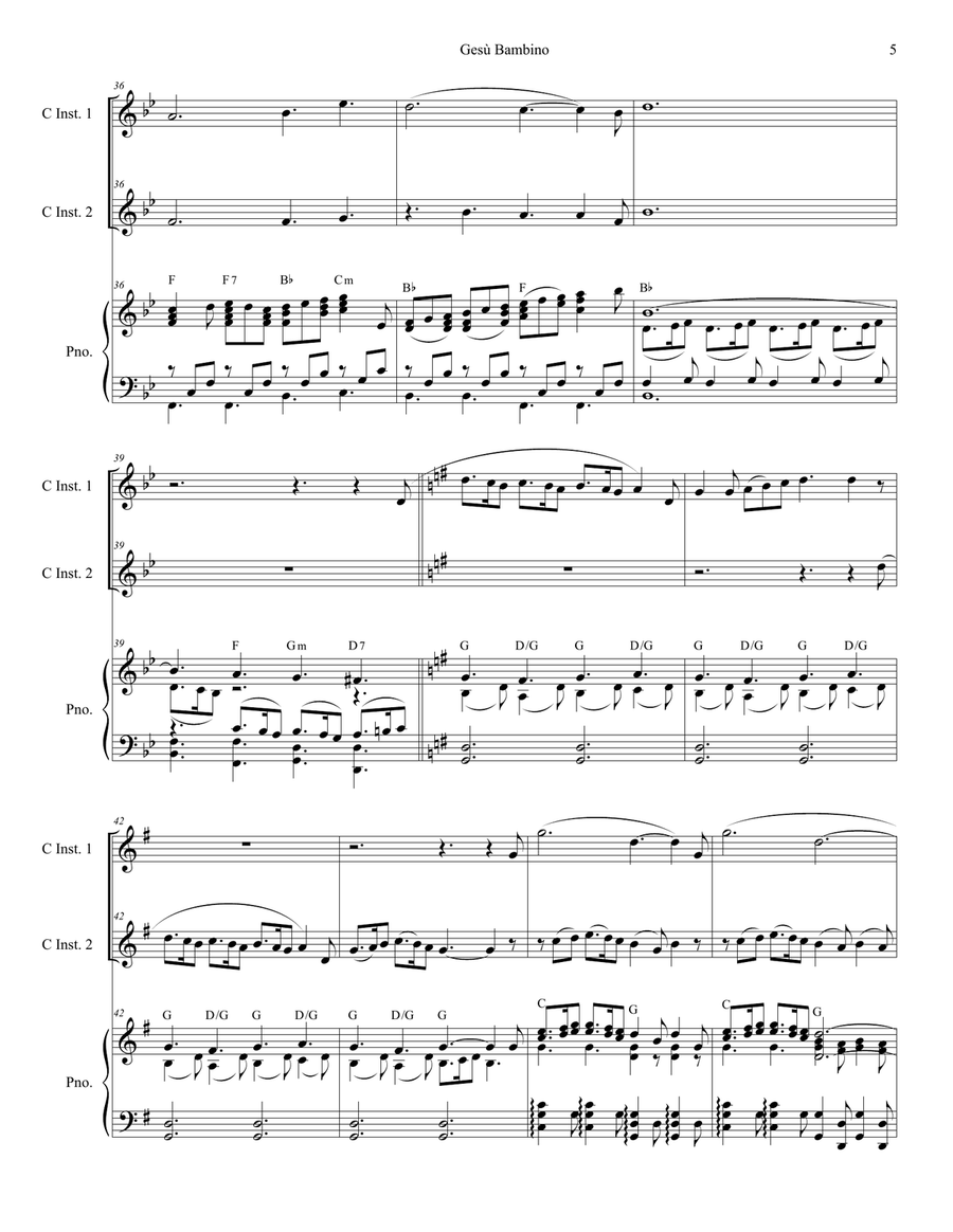 Gesu Bambino (Duet for C-Instruments) Flute scores gallery preview page 6