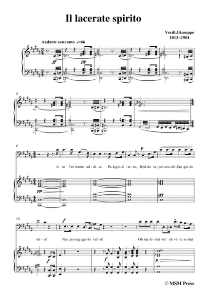 Verdi-Il lacerate spirito(A te l'estremo addio) in g sharp minor, for Voice and Piano image number null