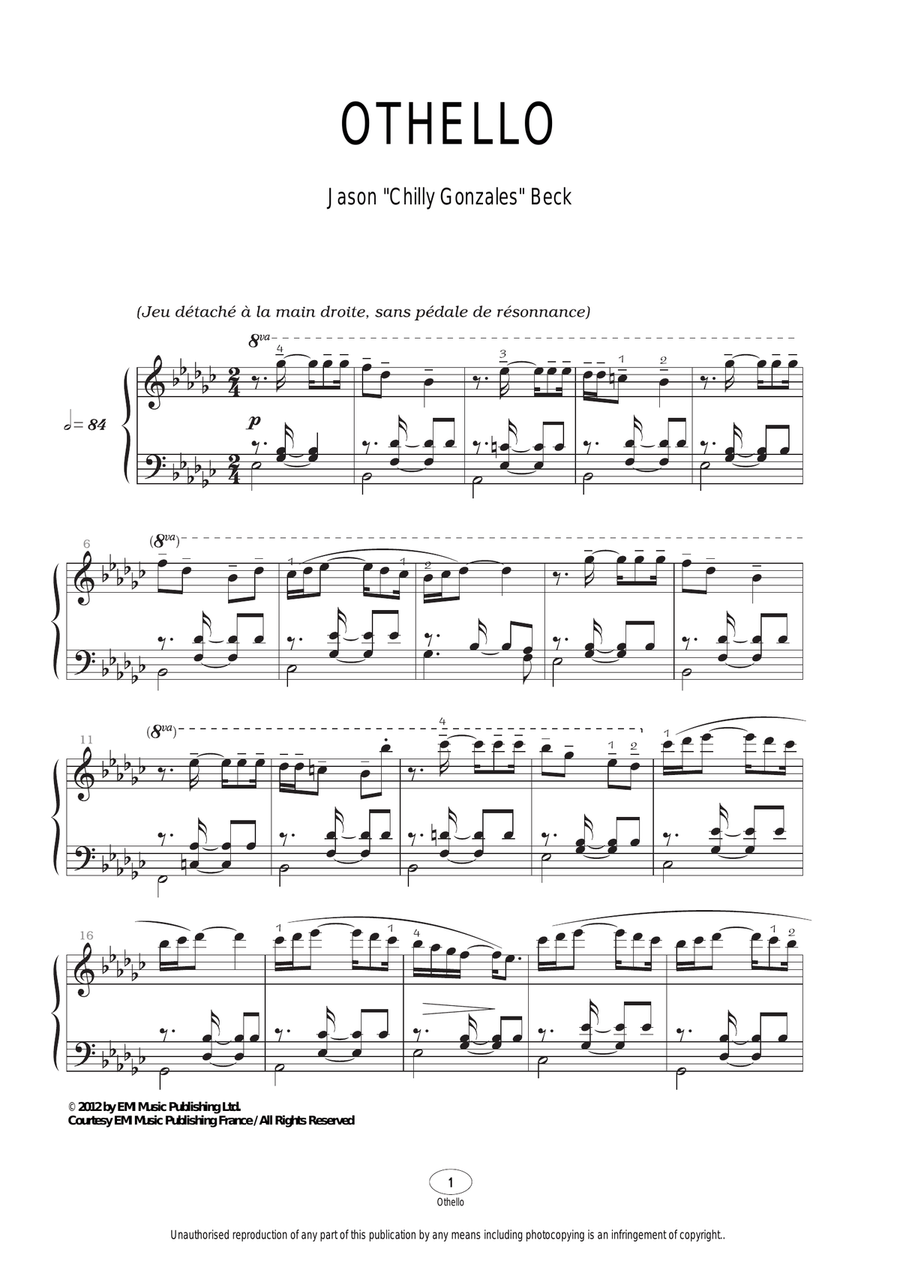 Othello Piano Solo scores gallery preview page 1
