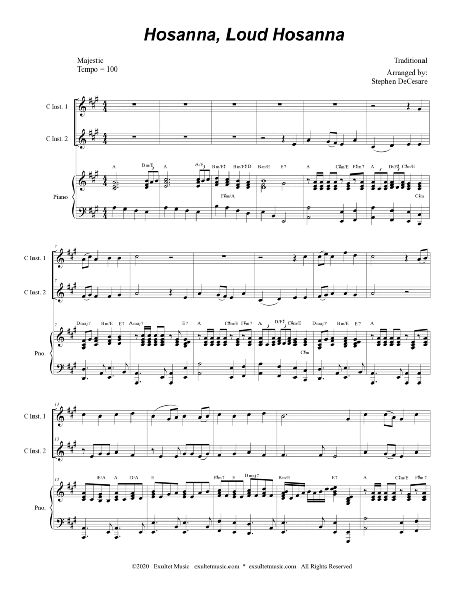 Hosanna, Loud Hosanna (Duet for C-Instruments - Piano accompaniment) image number null