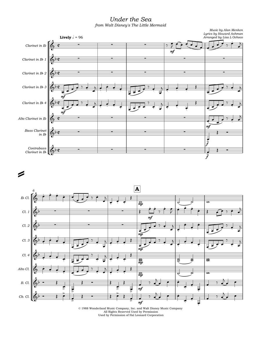 Under The Sea Clarinet Choir scores gallery preview page 5