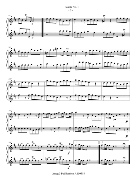 Loeillet: Six Sonatas Op. 5 No. 2 Complete for Tenor Sax Duo image number null