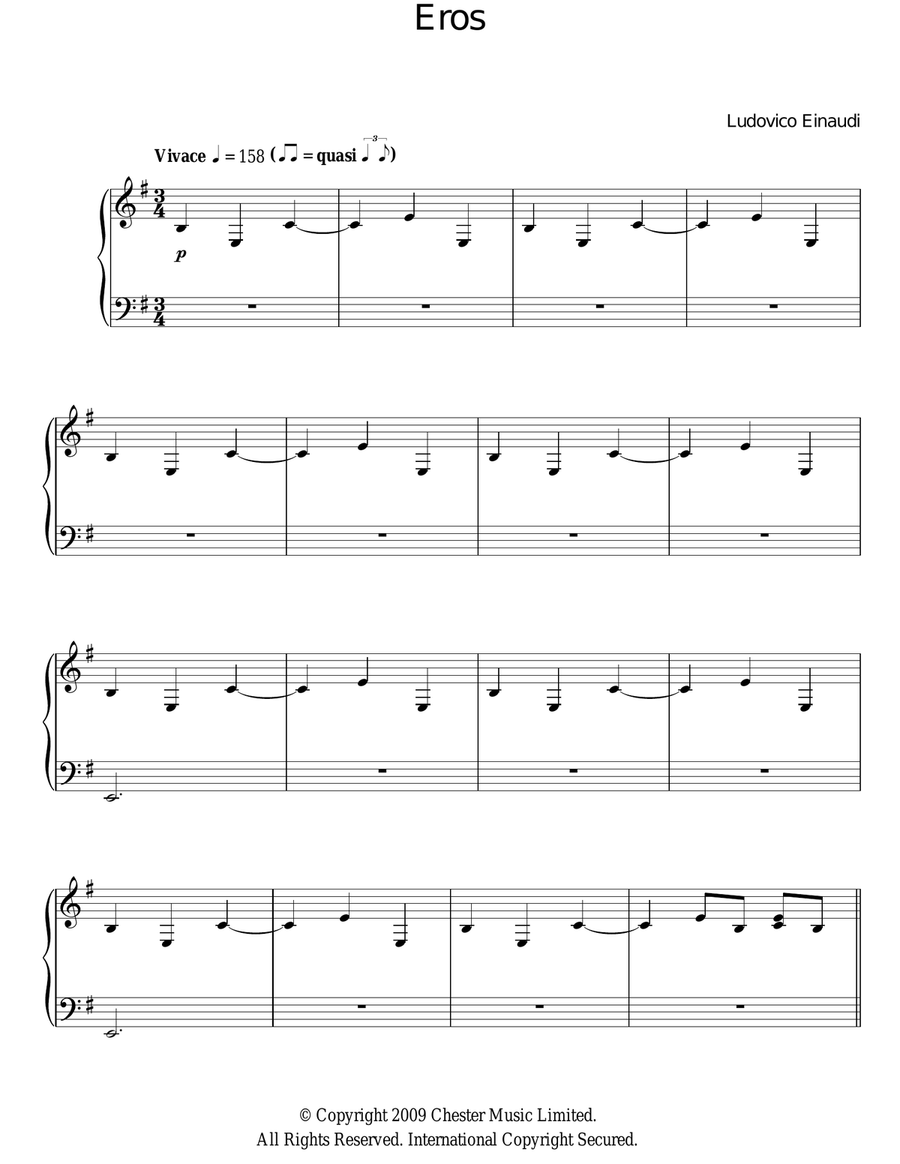 Eros Piano Solo scores gallery preview page 1