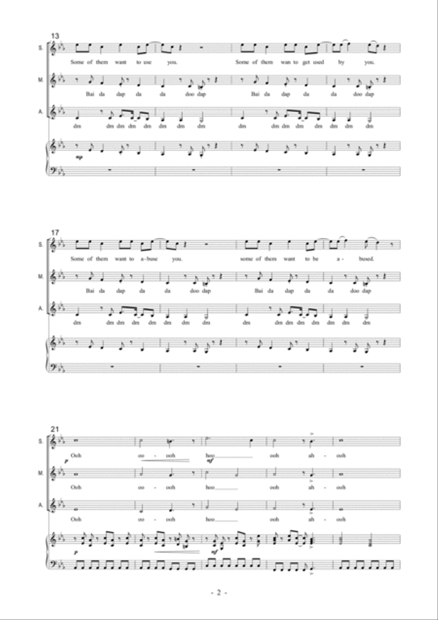 Seven Nation Army / Sweet Dreams Mash Up SSA scores gallery preview page 2