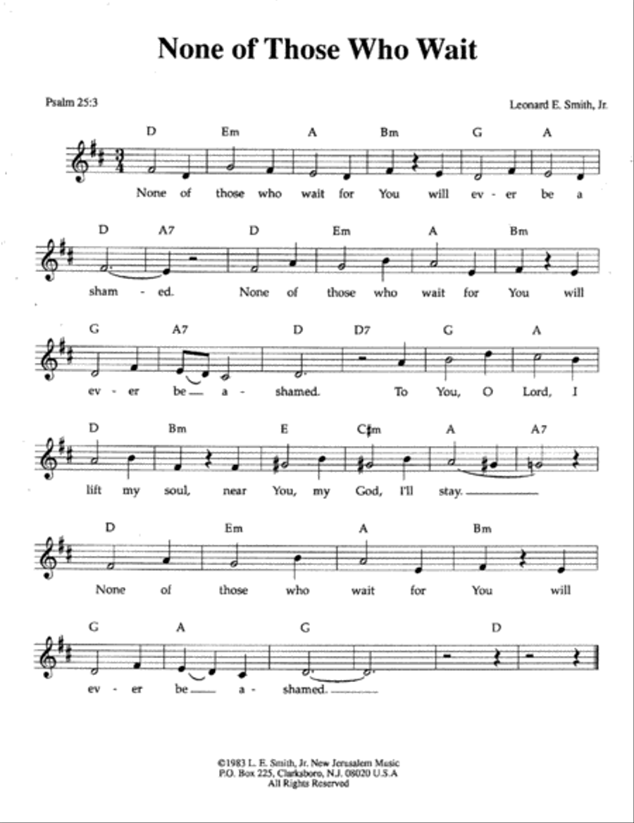 None Of Those Who Wait Unison Choir scores gallery preview page 1