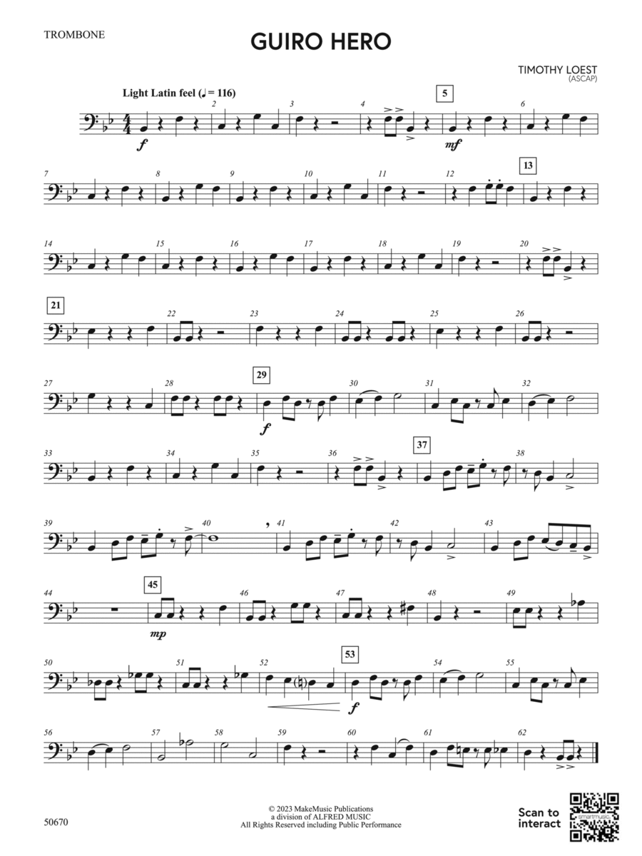 Guiro Hero: 1st Trombone Concert Band scores gallery preview page 1