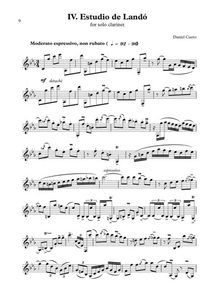 IV. 'Estudio de Lando', for solo clarinet (from ESTUDIOS CRIOLLOS)