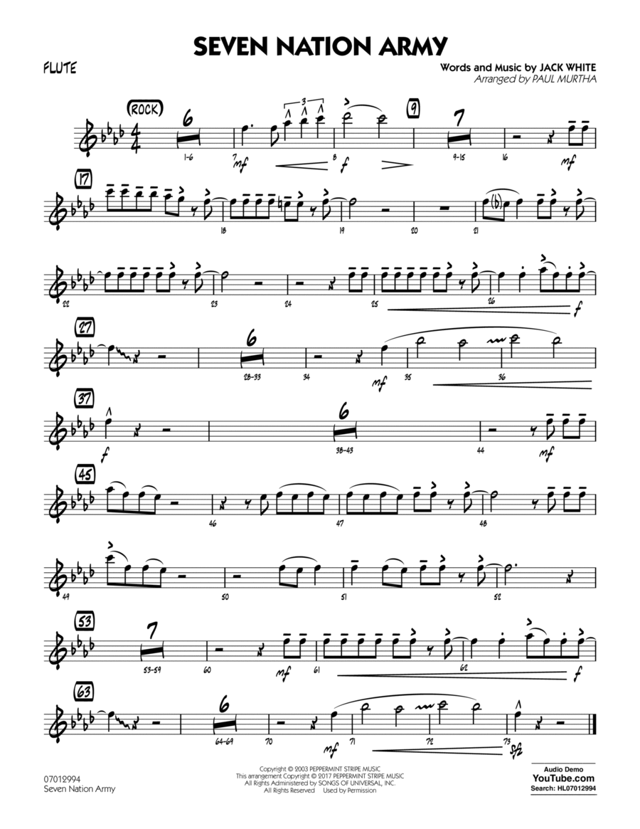 Seven Nation Army - Flute Flute scores gallery preview page 1