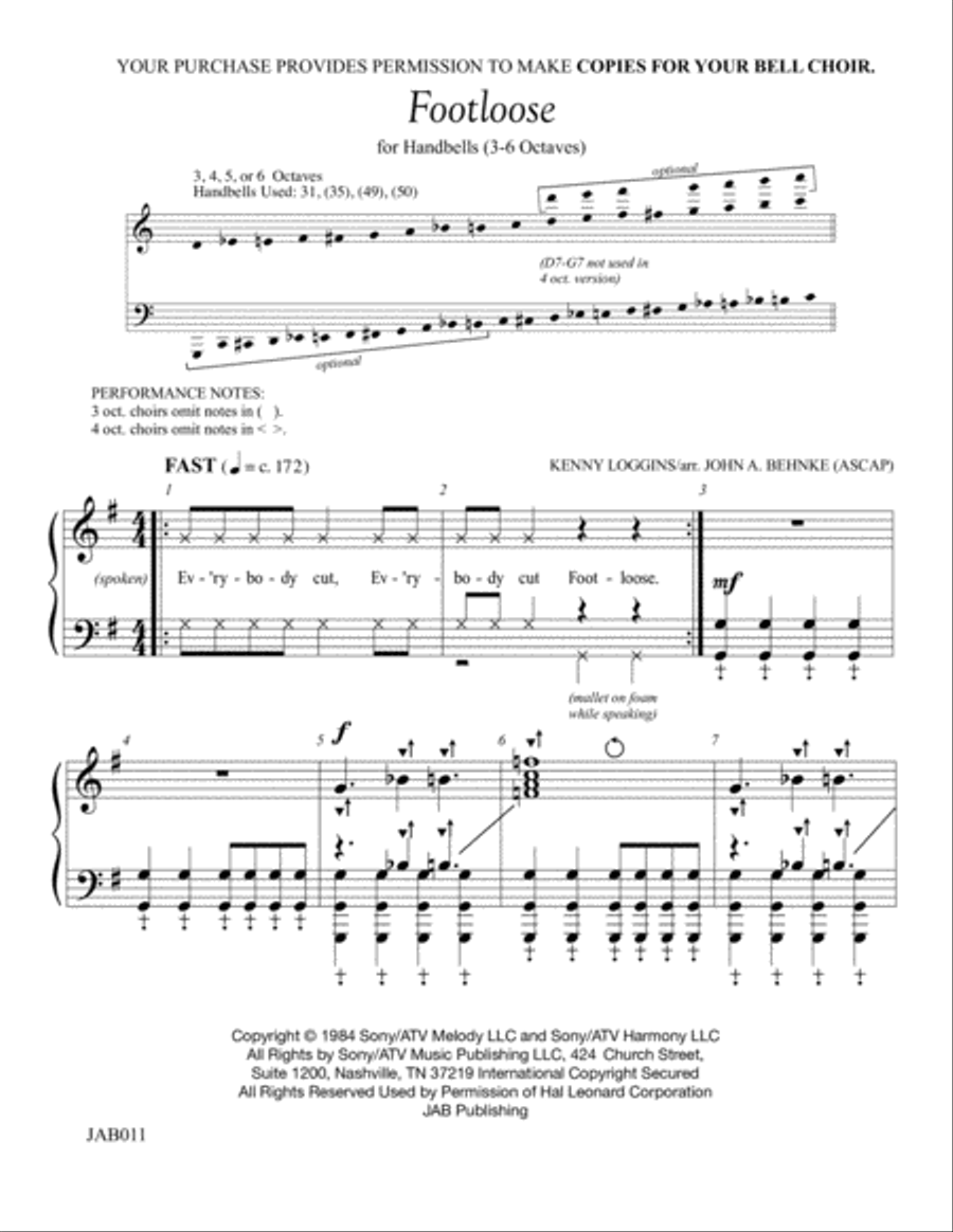 Footloose Footloose Handbell Choir scores gallery preview page 1