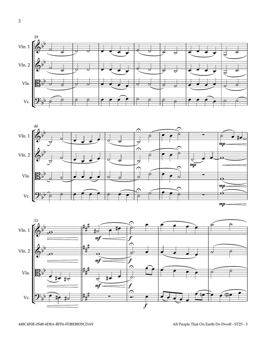 All People That On Earth Do Dwell (OLD 100TH) String Quartet scores gallery preview page 4