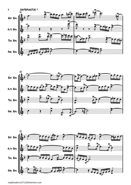 'Contrapunctus 7' By J.S.Bach BWV 1080 from 'The Art of the Fugue' for Saxophone Quartet. image number null