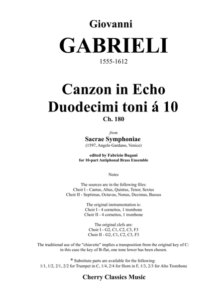 Canzon in Echo Duodecimi toni a 10 for Brass Ensemble image number null