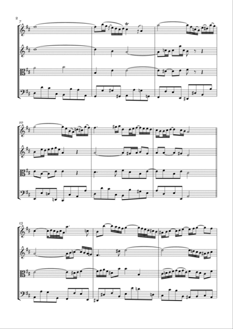 Bach - Air on the G String for String Quartet String Quartet scores gallery preview page 2