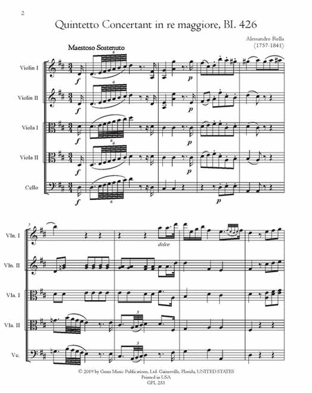 Quintetto Concertant in re maggiore, BI. 426